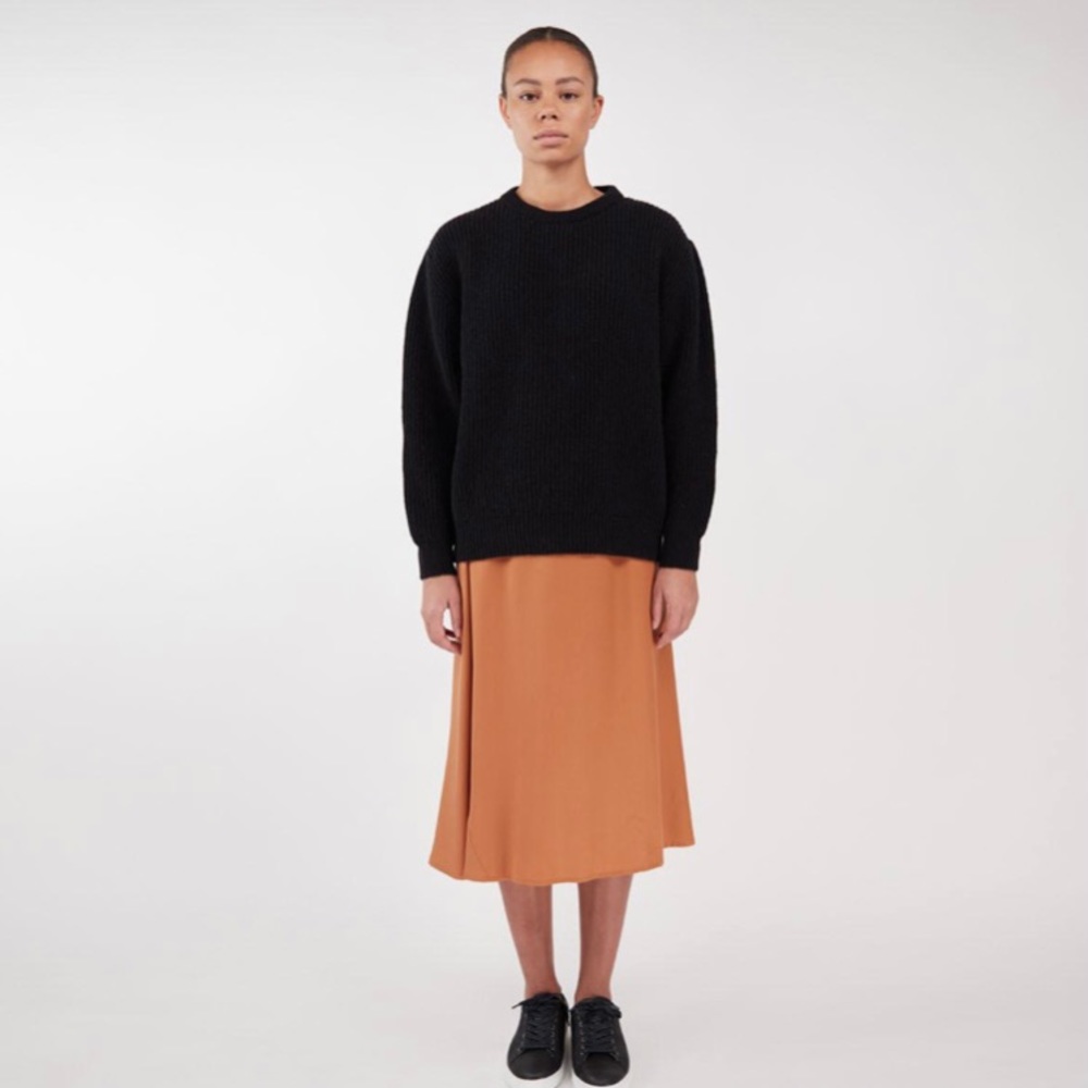 Makia Black rib mock Wool blend Sweater S